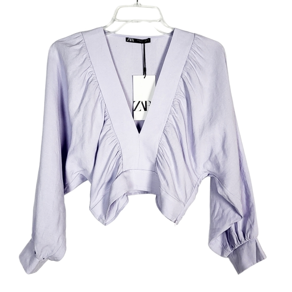 Zara Light Purple V-Neck Crop Top
